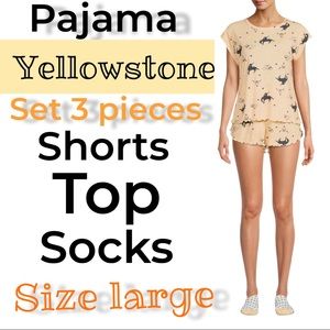 New Women YELLOWSTONE PAJAMA SET 3 pieces size large